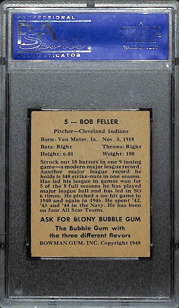 1948 Bowman Bob Feller #5 Rookie Card Graded PSA 6 EX-MT
