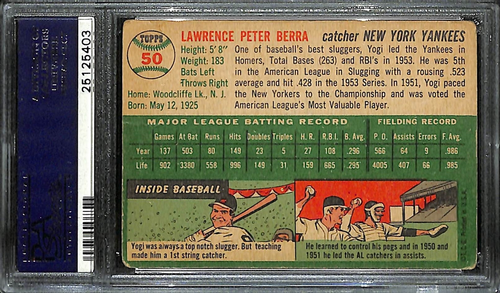 1954 Topps Yogi Berra #50 Graded PSA 2 GD