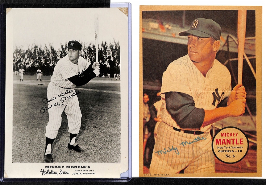 1958 Mickey Mantle Holiday Inn 5x7 Photo & 1967 Topps Mickey Mantle Poster