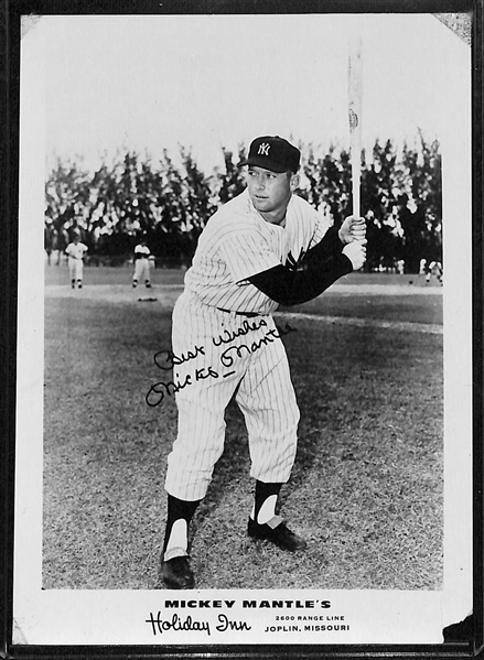 1958 Mickey Mantle Holiday Inn 5x7 Photo & 1967 Topps Mickey Mantle Poster