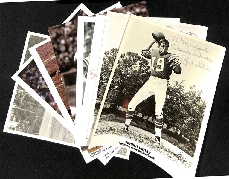 Lot of (9) Football & Basketball Signed Photos/Prints/Cuts w. (2) Johnny Unitas - JSA Auction Letter