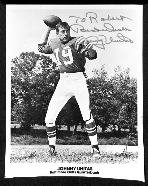 Lot of (9) Football & Basketball Signed Photos/Prints/Cuts w. (2) Johnny Unitas - JSA Auction Letter