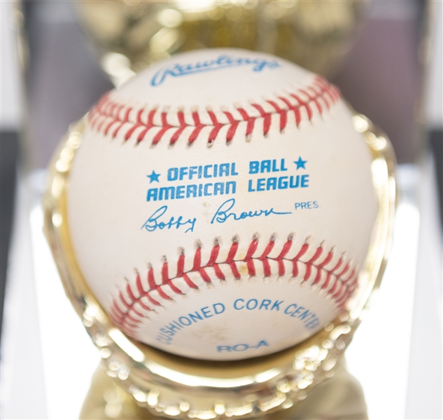 Mickey Mantle Signed Baseball & Display (JSA Auction Letter)