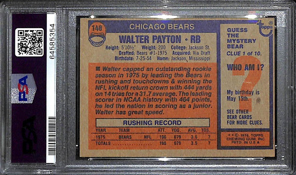 1976 Topps Walter Payton Rookie Card #148 Graded PSA 6.5 EX-MT+