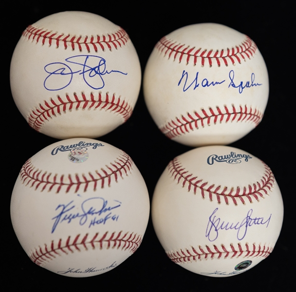 Lot of (4) HOF Autographed Baseballs w. Warren Spahn, Jim Palmer, F. Jenkins, and Bruce Sutter (JSA Auction Letter)