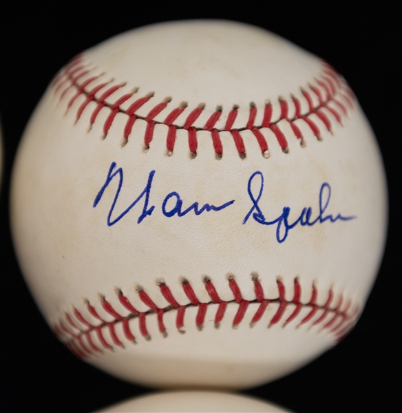 Lot of (4) HOF Autographed Baseballs w. Warren Spahn, Jim Palmer, F. Jenkins, and Bruce Sutter (JSA Auction Letter)