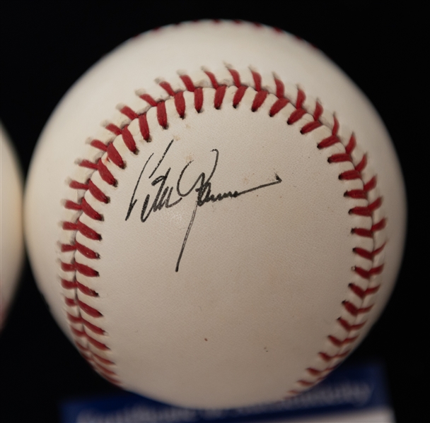 Lot of (2) HOF Autographed Baseballs w. Johnny Bench and Peter Gammons (JSA & PSA Certs)