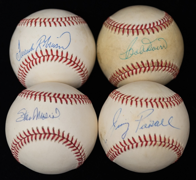 Lot of (4) Autographed Baseballs w. Stan Musial, F. Robinson, and Others (JSA Auction Letter)