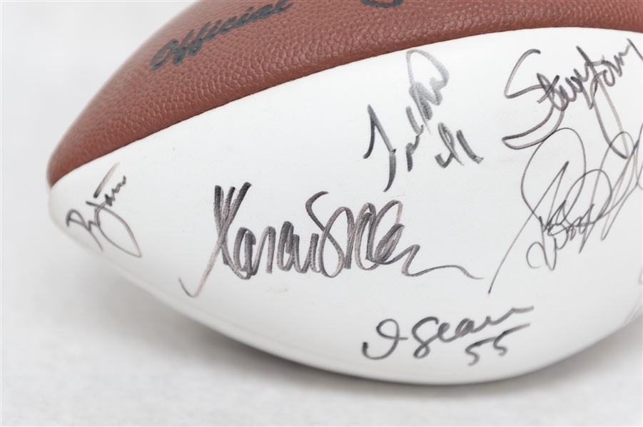 Wilson Panel Football Autographed by (15) w. Emmitt Smith, M. Allen, Young, Seau, Woodson, and Others (JSA Auction Letter)