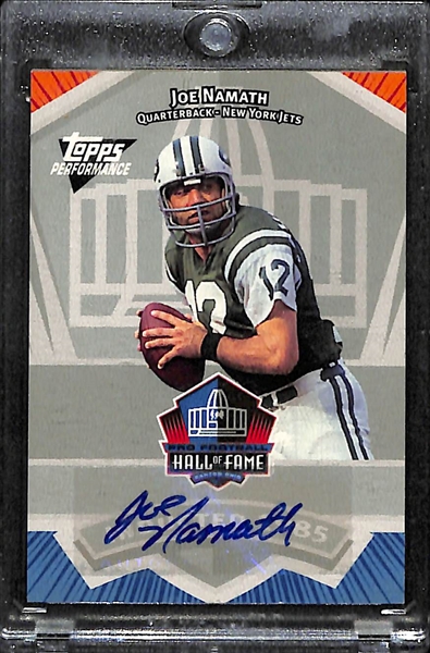 2007 Topps Performance Joe Namath Hall of Fame Autograph Card #ed 17/20 - RARE Limited Edition Topps Auto Card!