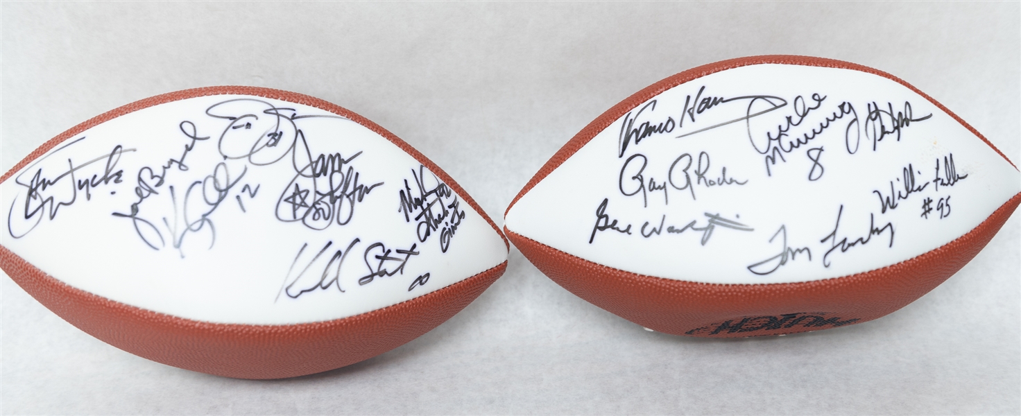 Lot of (2) Super Bowl XXXI Autographed Footballs w. (19) Total Autographs w. A. Manning, Harris, Upshaw, Landry, Many More!