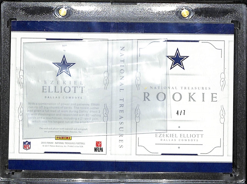 2016 Panini National Treasures Ezekiel Elliot Rookie Booklet #d 4/7