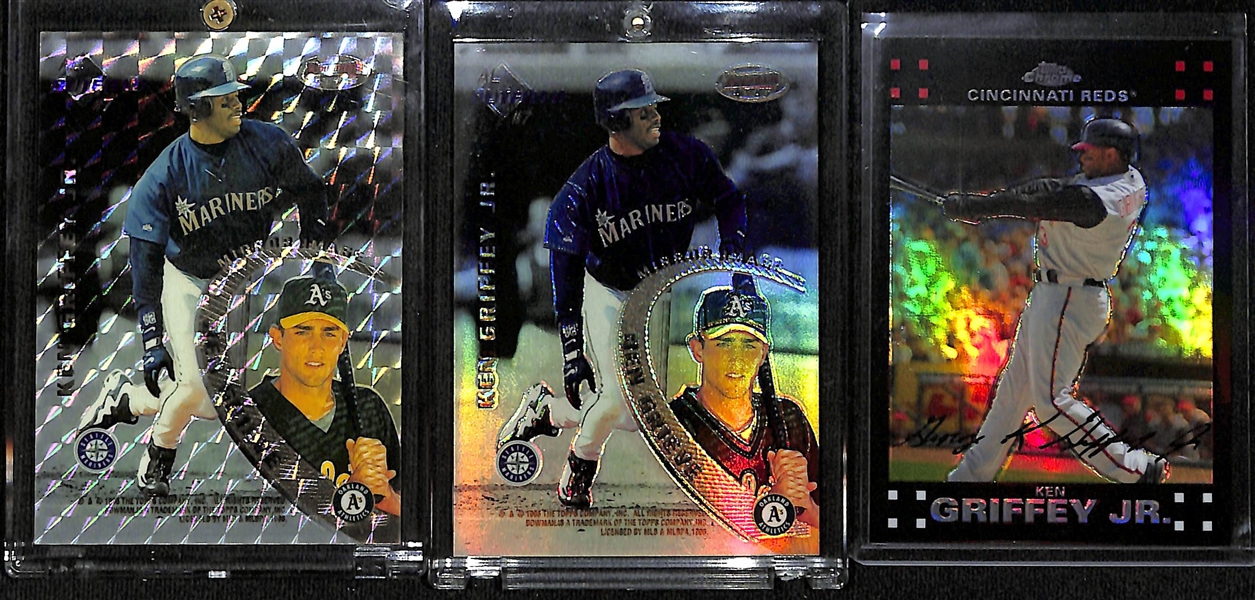 Lot of (3) Ken Griffey Jr. Baseball Cards w. 1995 Bowmans Best Mirror Image Griffey Jr./Greive & Gwynn/Guerrero Atomic Refractor!