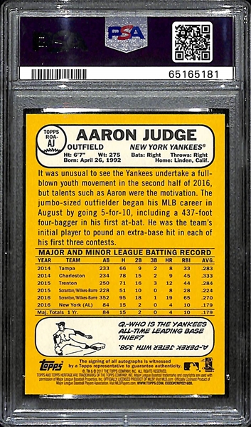 2017 Topps Heritage Aaron Judge Real-One Rookie Autograph #AJ Graded PSA 9 Mint