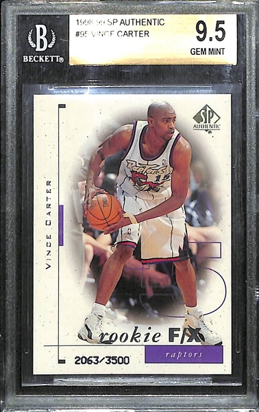 1998-99 SP Authentic Vince Carter # 95 #d /350 Graded BGS 9.5 Mint