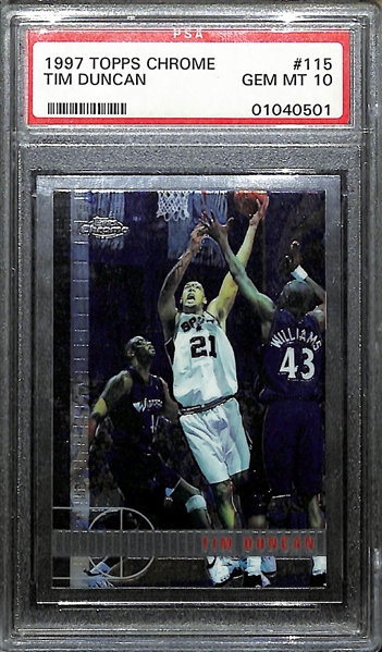 1997 Topps Chrome Tim Duncan Rookie # 115 Graded PSA 10