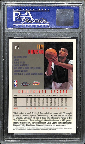 1997 Topps Chrome Tim Duncan Rookie # 115 Graded PSA 10