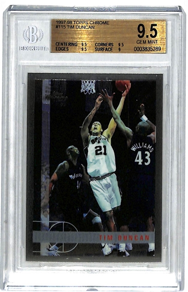 1997 Topps Chrome Tim Duncan Rookie # 115 Graded BGS 9.5