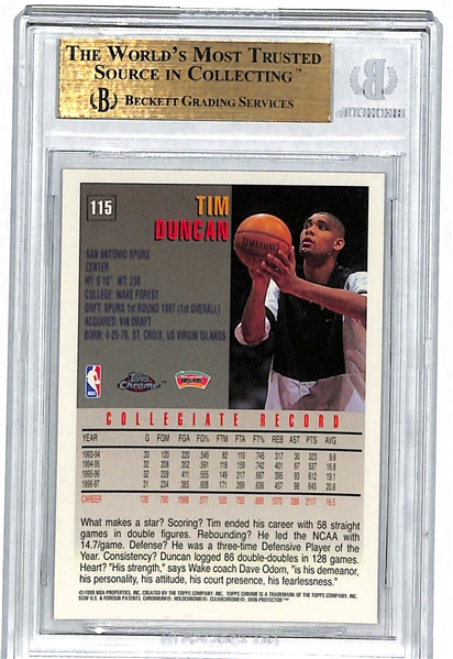 1997 Topps Chrome Tim Duncan Rookie # 115 Graded BGS 9.5