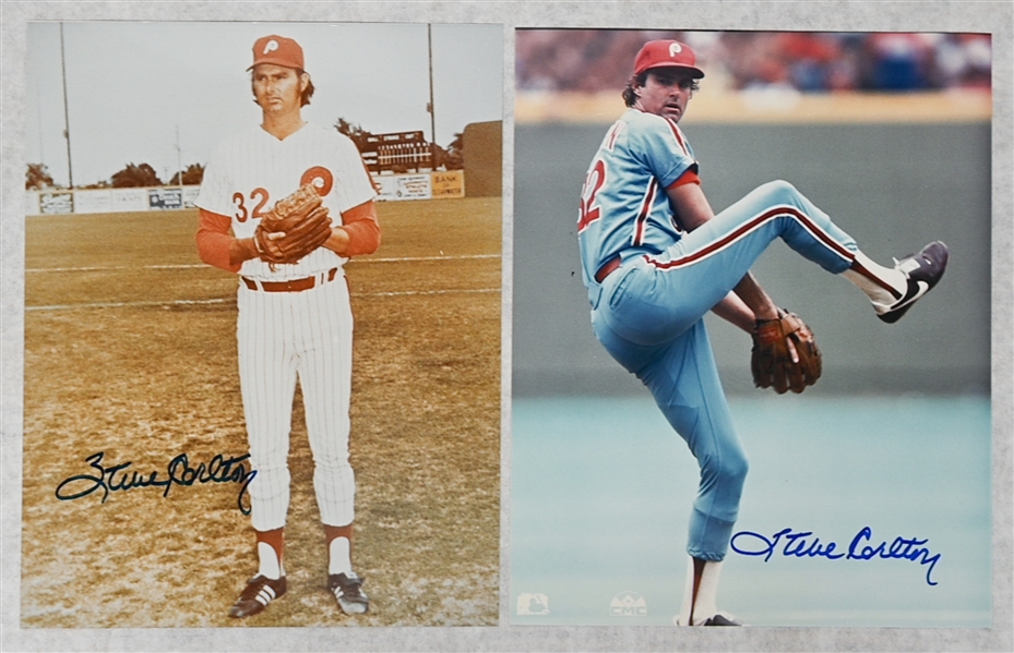 Lot of (4) Signed Baseball Photos - Pete Rose 16x20 and (3) 8x10s (2 Steve Carlton & Robin Roberts) - JSA Auction Letter