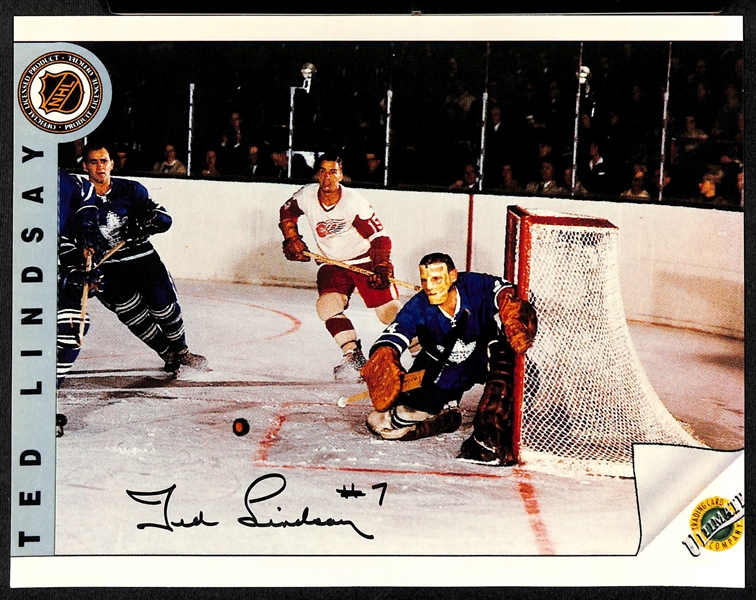 Lot of (20) Signed Hockey Legends Photos (5) Geoffrion, (2) S. Neidermyer, Lindsay, Giacomin, Red Kelly, E. Shack, H. Howell, + (JSA Auction Letter)