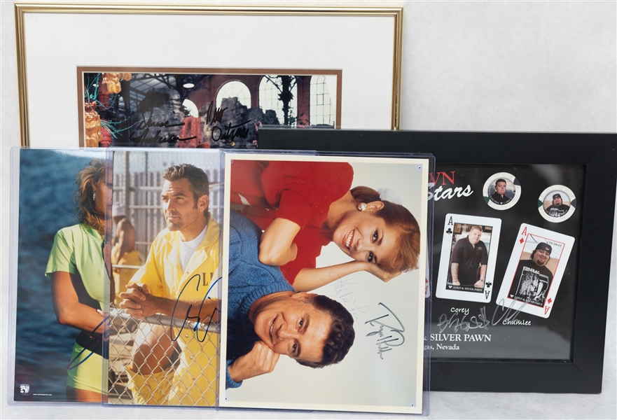 (5) Item Non-Sports Autograph Lot w. George Clooney 8x10 & Framed Willie Wonky Cast Signed Photo (JSA Auction Letter)