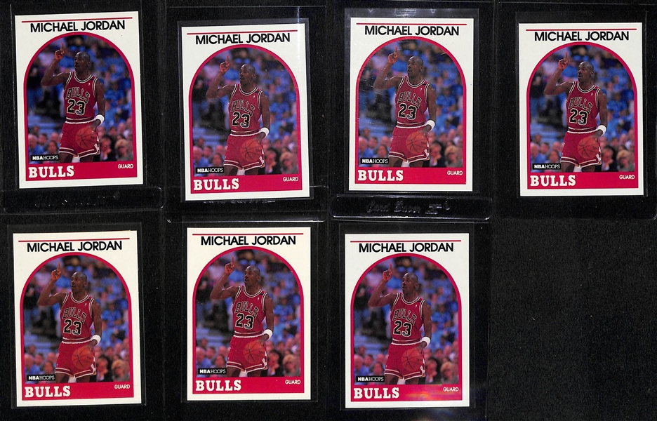 Lot of (60+) Michael Jordan Cards w. (7) 1989-90 Hoops # 200 and (3) 1990-91 Fleer # 26