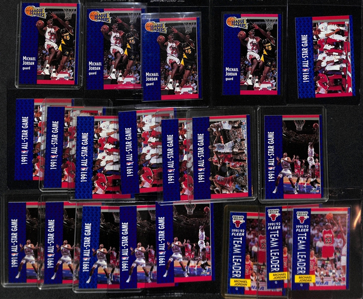 Lot of (60+) Michael Jordan Cards w. (7) 1989-90 Hoops # 200 and (3) 1990-91 Fleer # 26