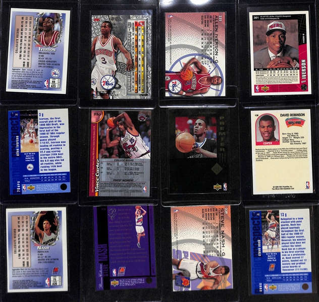 Lot of (40+) NBA Rookie Cards w. Iverson, V. Carter, Garnett, Nash and David Robinson