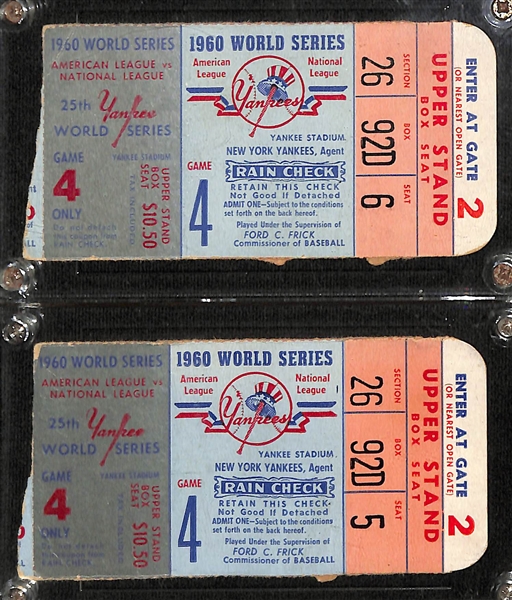 (2) 1960 and (2) 1961 World Series Ticket Stubs From Yankee Stadium
