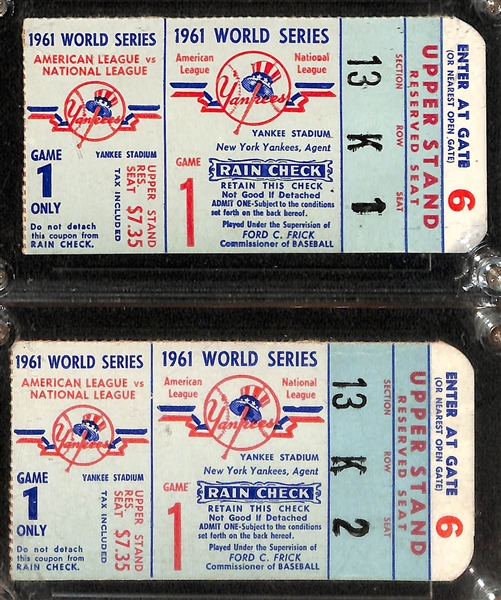 (2) 1960 and (2) 1961 World Series Ticket Stubs From Yankee Stadium