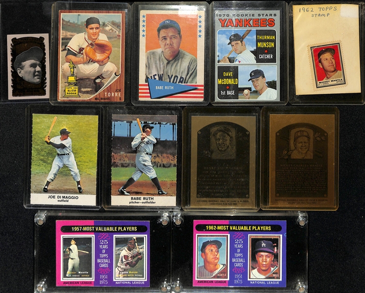 Lot of (21) Mostly 1960s Baseball Cards w. 1961 Fleer Babe Ruth, 1962 Topps Joe Torre and More