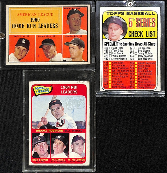 Lot of (9) 1960s Topps Baseball Cards all w. Mickey Mantle