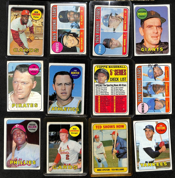 Lot of (400) Different 1969 Topps Baseball Cards w. Bob Gibson