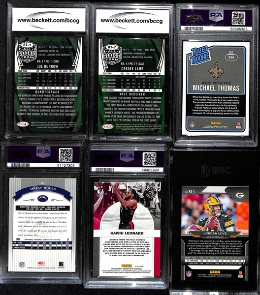 Lot of (13) Mixed Sports Graded Lot w. 1998 Topps Gold Label Peyton Manning SGC 96 and 2005-06 In The Game Duel Auto Memorabilia Hextall/Parent