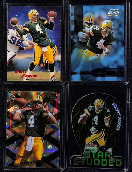 Huge lot of (55+) Brett Favre Football Cards and Inserts w. (9) Serial Numbered Inserts!