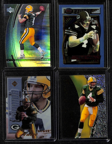 Huge lot of (55+) Brett Favre Football Cards and Inserts w. (9) Serial Numbered Inserts!