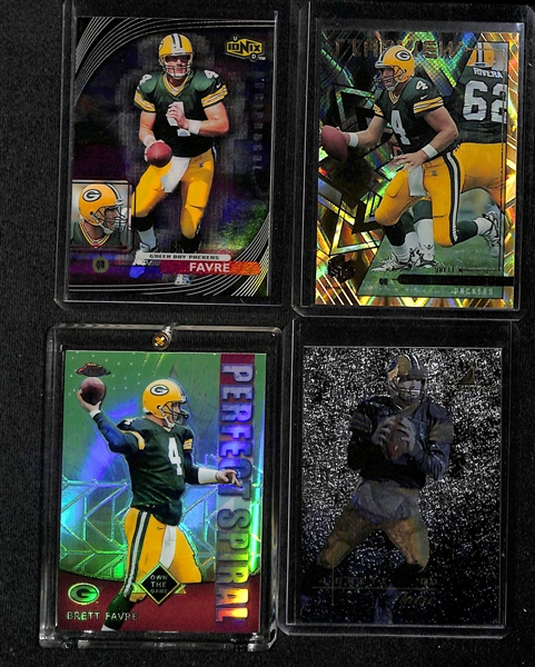 Huge lot of (55+) Brett Favre Football Cards and Inserts w. (9) Serial Numbered Inserts!