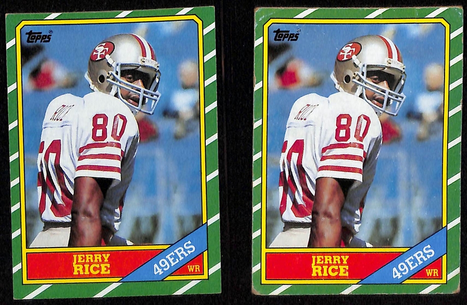 1981 Topps Joe Montana Rookie Card and (2) Jerry Rice 1986 Rookie Cards