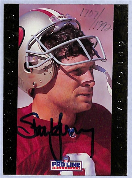 Lot of (2) Joe Montana and (2) Steve Young Autographed Football Cards 