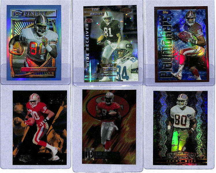 Lot of (6) Mid 1990s Jerry Rice Inserts w. 1994 Topps Finest Refractor