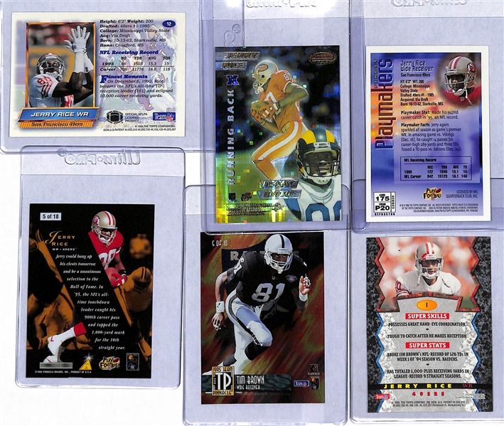 Lot of (6) Mid 1990s Jerry Rice Inserts w. 1994 Topps Finest Refractor