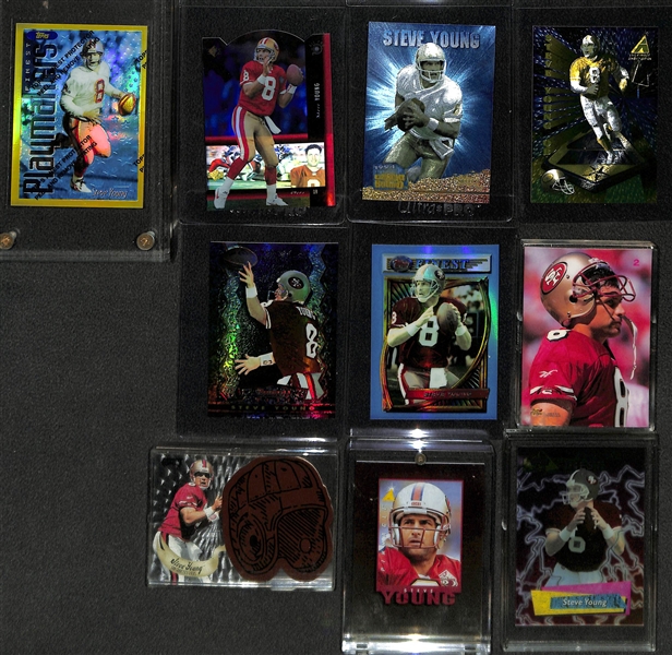 Lot of (35+) Steve Young Mostly Insert Football Cards w. 1994 Topps Finest Refractor