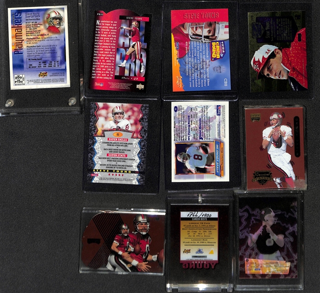 Lot of (35+) Steve Young Mostly Insert Football Cards w. 1994 Topps Finest Refractor