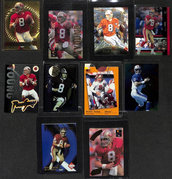 Lot of (35+) Steve Young Mostly Insert Football Cards w. 1994 Topps Finest Refractor