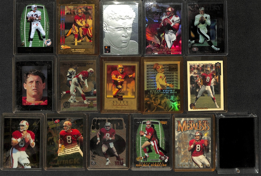 Lot of (35+) Steve Young Mostly Insert Football Cards w. 1994 Topps Finest Refractor