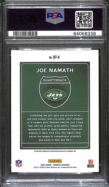 2021 Panini Donruss Joe Namath Downtown Graded PSA 9 Mint!