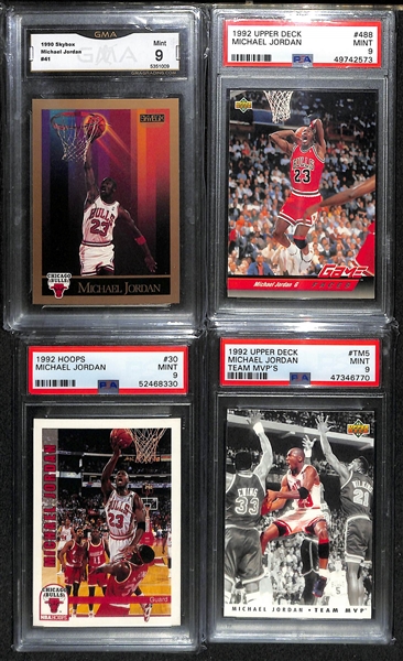 Lot of (10) Michael Jordan Mostly PSA 9 Graded Cards w. 1992 UD Team MVP's 