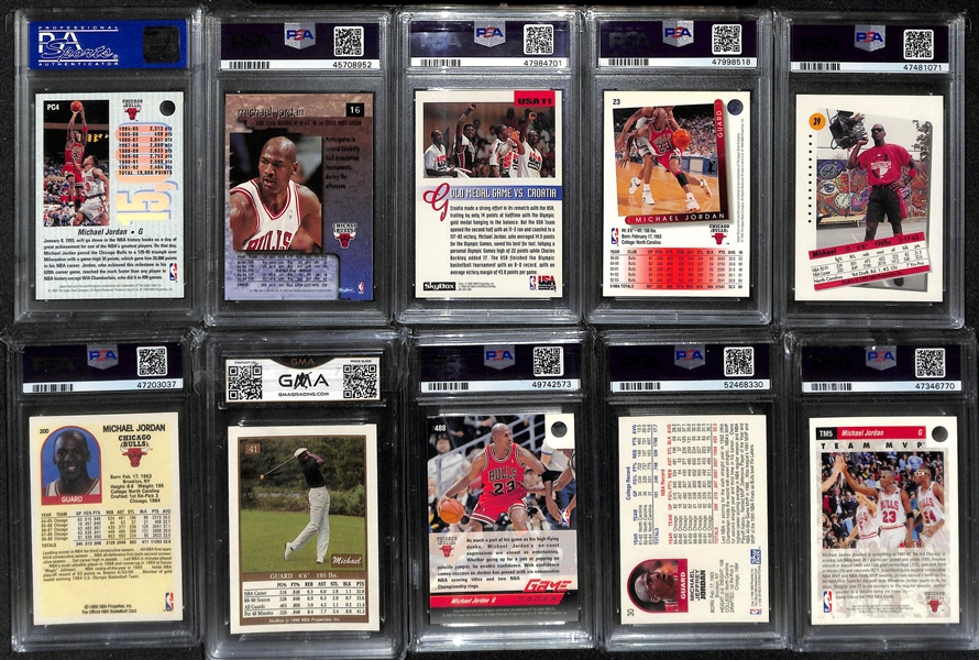 Lot of (10) Michael Jordan Mostly PSA 9 Graded Cards w. 1992 UD Team MVP's 