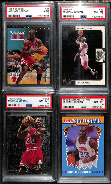 Lot of (10) Michael Jordan Mostly PSA 9 Graded Cards w. 1992 UD International # 118